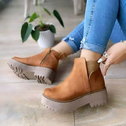 Botin de mujer camel Plataforma Gamuza (BA40.CA) - Gabybru Calzados