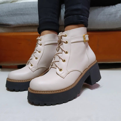 Botin De Mujer Color Hueso (BA8.U) - Gabybru Calzados