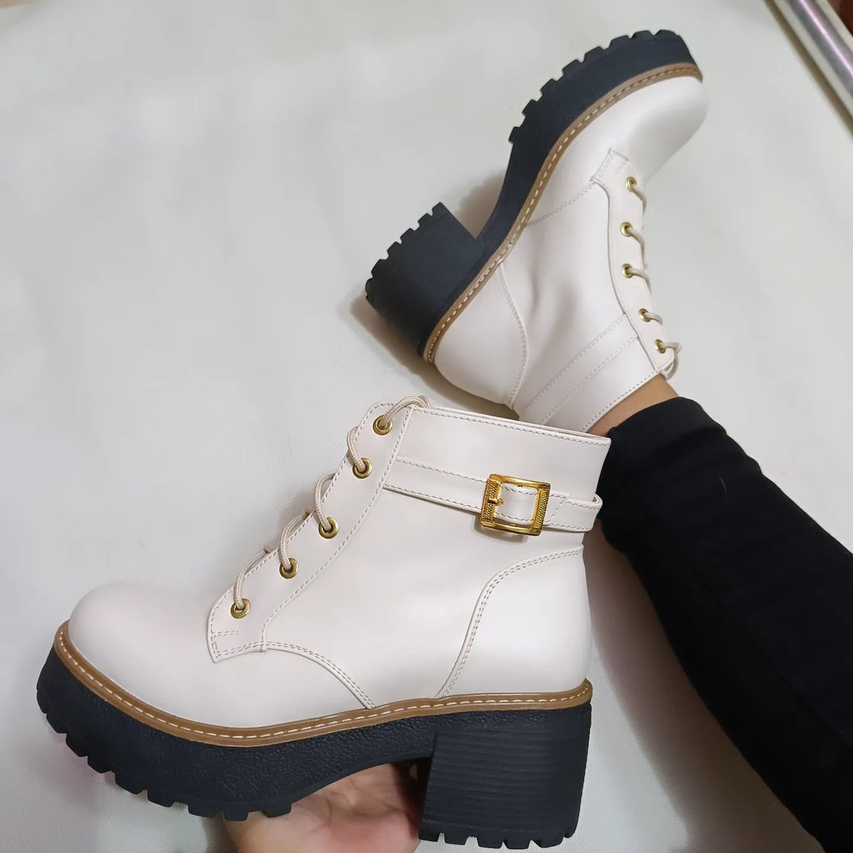 Botin De Mujer Color Hueso (BA8.U) - Gabybru Calzados
