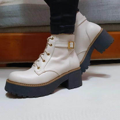 Botin De Mujer Color Hueso (BA8.U) - Gabybru Calzados