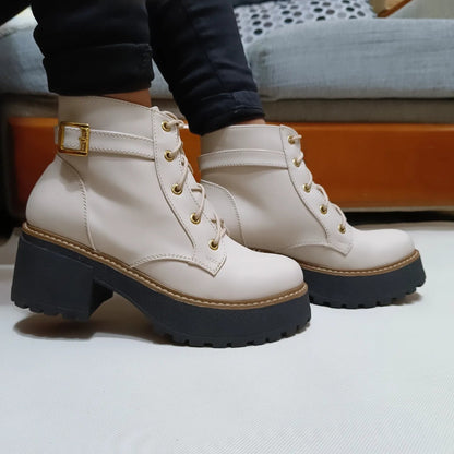 Botin De Mujer Color Hueso (BA8.U) - Gabybru Calzados