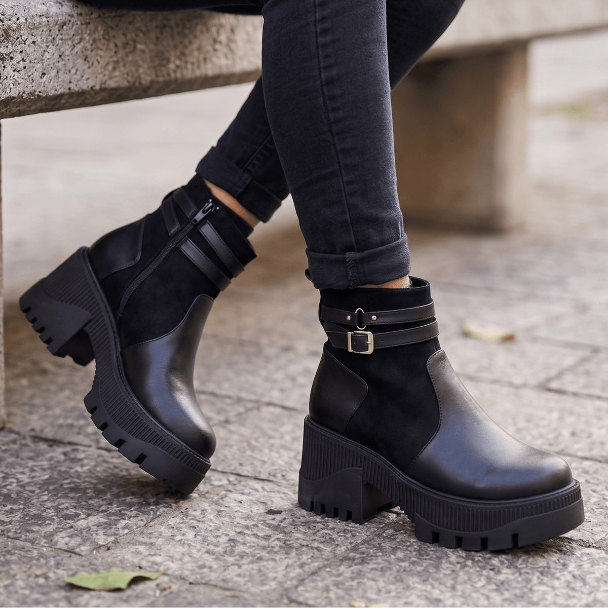 Botin de Mujer negra alto (BA130.N) - Gabybru Calzados