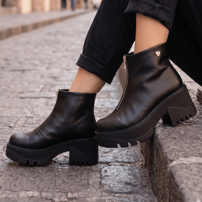 Botin de Mujer negra alto medio (BA117.N) - Gabybru Calzados