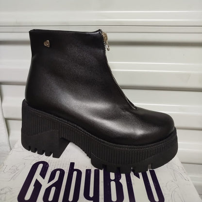 Botin de Mujer negra alto medio (BA117.N) - Gabybru Calzados