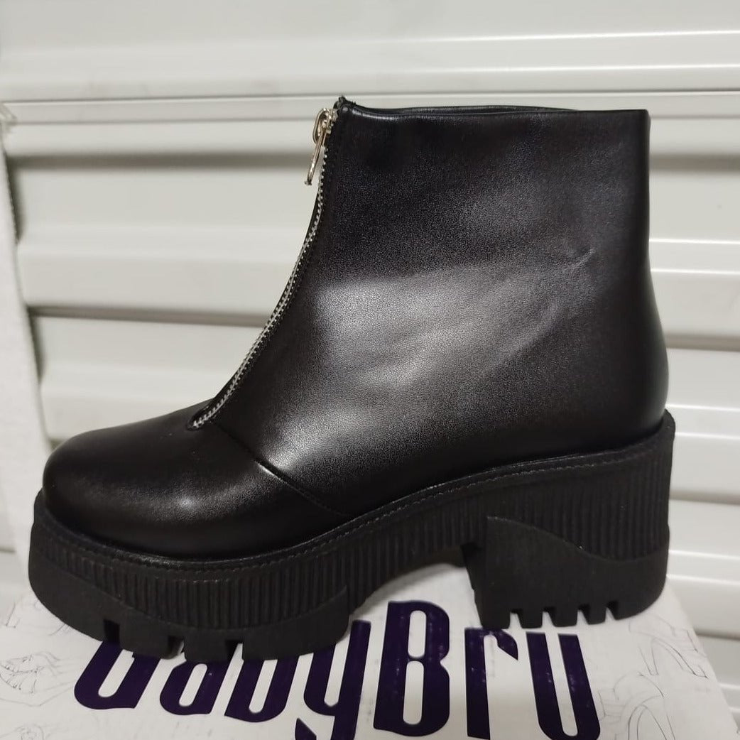 Botin de Mujer negra alto medio (BA117.N) - Gabybru Calzados