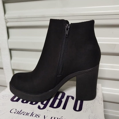 Botin de Mujer negra alto medio (BA127.N) - Gabybru Calzados