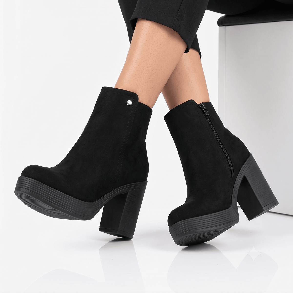 Botin De Mujer Negro Alto (BA146.N) - Gabybru Calzados