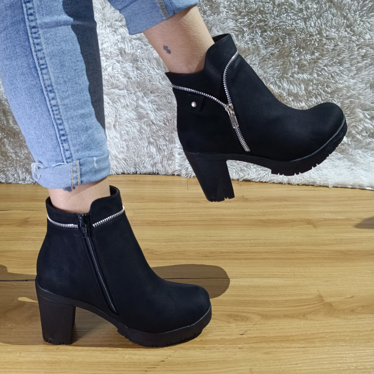 Botin de Mujer Negro Alto (BA57.N) - Gabybru Calzados
