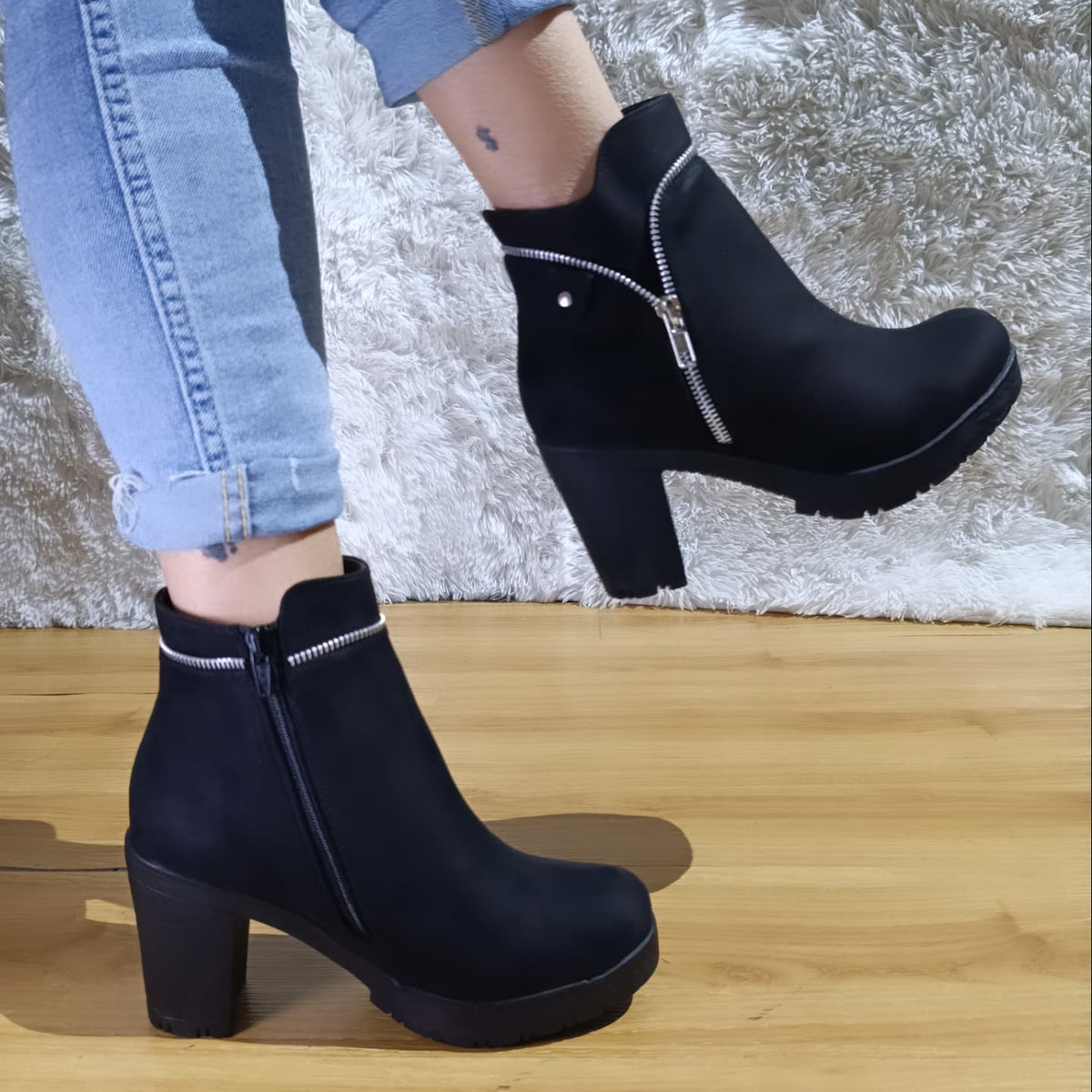 Botin de Mujer Negro Alto (BA57.N) - Gabybru Calzados