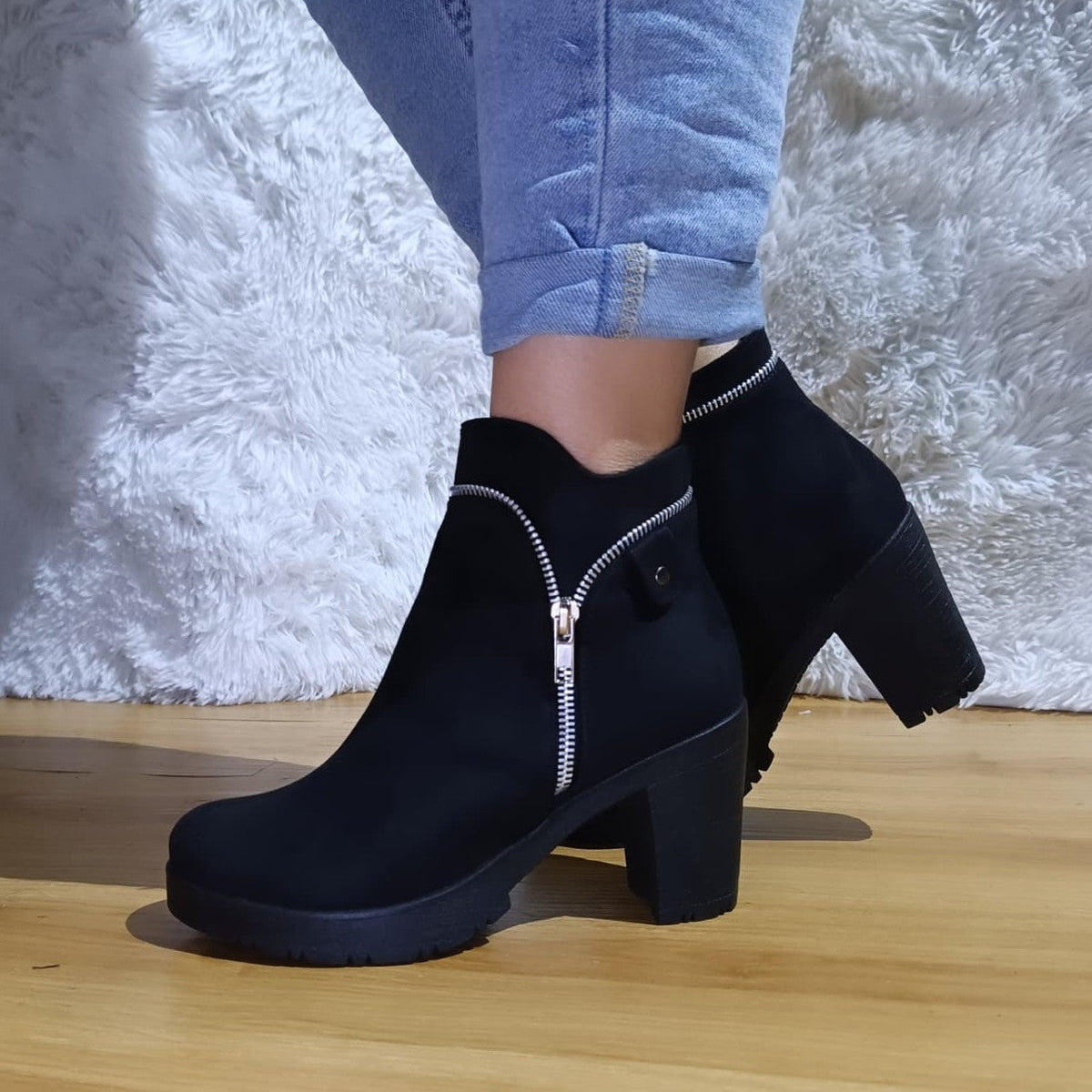 Botin de Mujer Negro Alto (BA57.N) - Gabybru Calzados