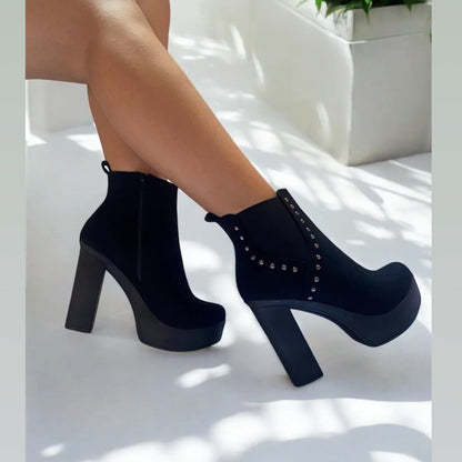 Botin de Mujer Negro Alto (BA660.N) - Gabybru Calzados