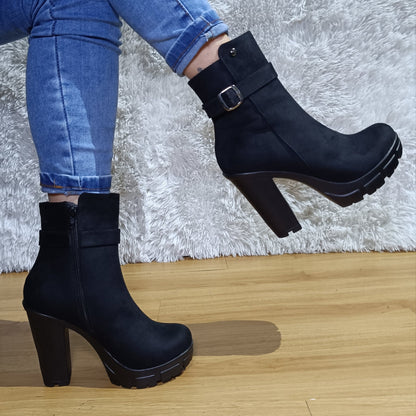 Botin de Mujer Negro Alto (BA74.N) - Gabybru Calzados