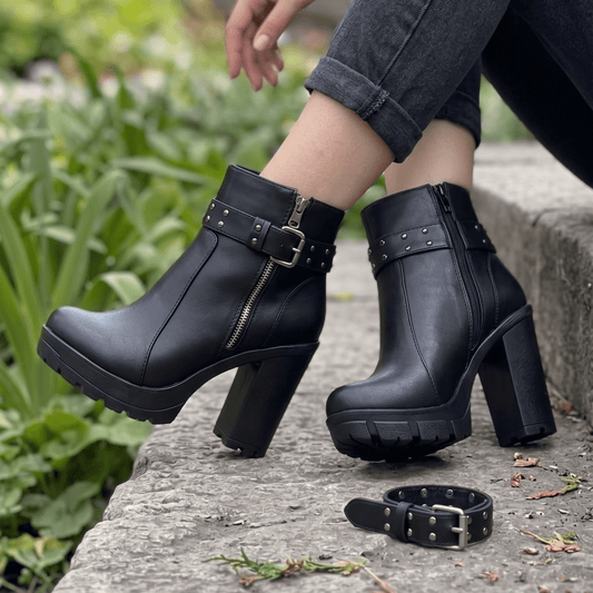 Botin de mujer negro Alto Liviano (BA115.E) - Gabybru Calzados