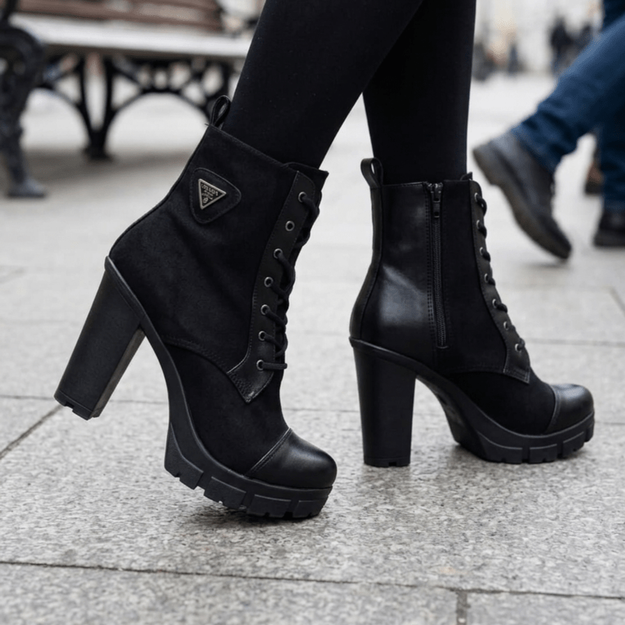 Botin De Mujer negro Alto Liviano (BA121.n) - Gabybru Calzados