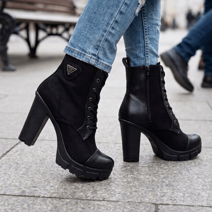 Botin De Mujer negro Alto Liviano (BA121.n) - Gabybru Calzados