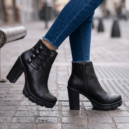 Botin De Mujer Negro Alto Liviano (BA73.E) - Gabybru Calzados