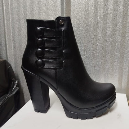 Botin De Mujer Negro Alto Liviano (BA73.E) - Gabybru Calzados