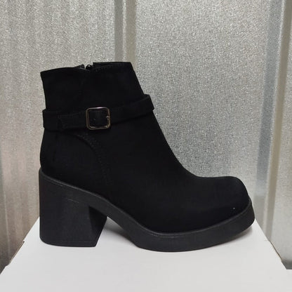 Botin de Mujer Negro Alto medio Gamuza (BA123.N) - Gabybru Calzados