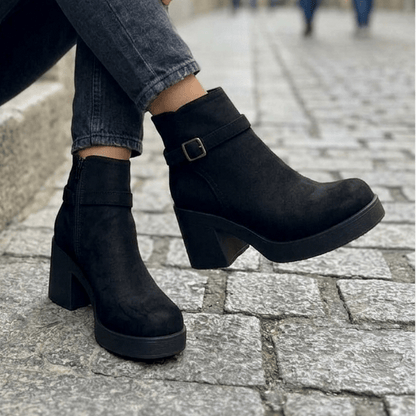 Botin de Mujer Negro Alto medio Gamuza (BA123.N) - Gabybru Calzados