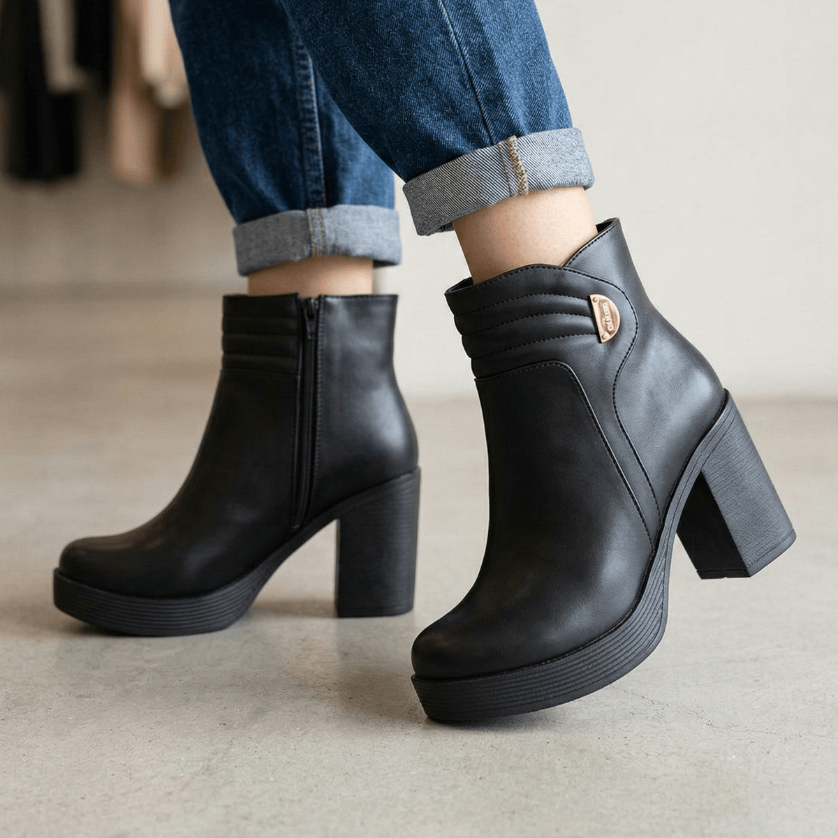 Botin De Mujer Negro (BA101.E) - Gabybru Calzados
