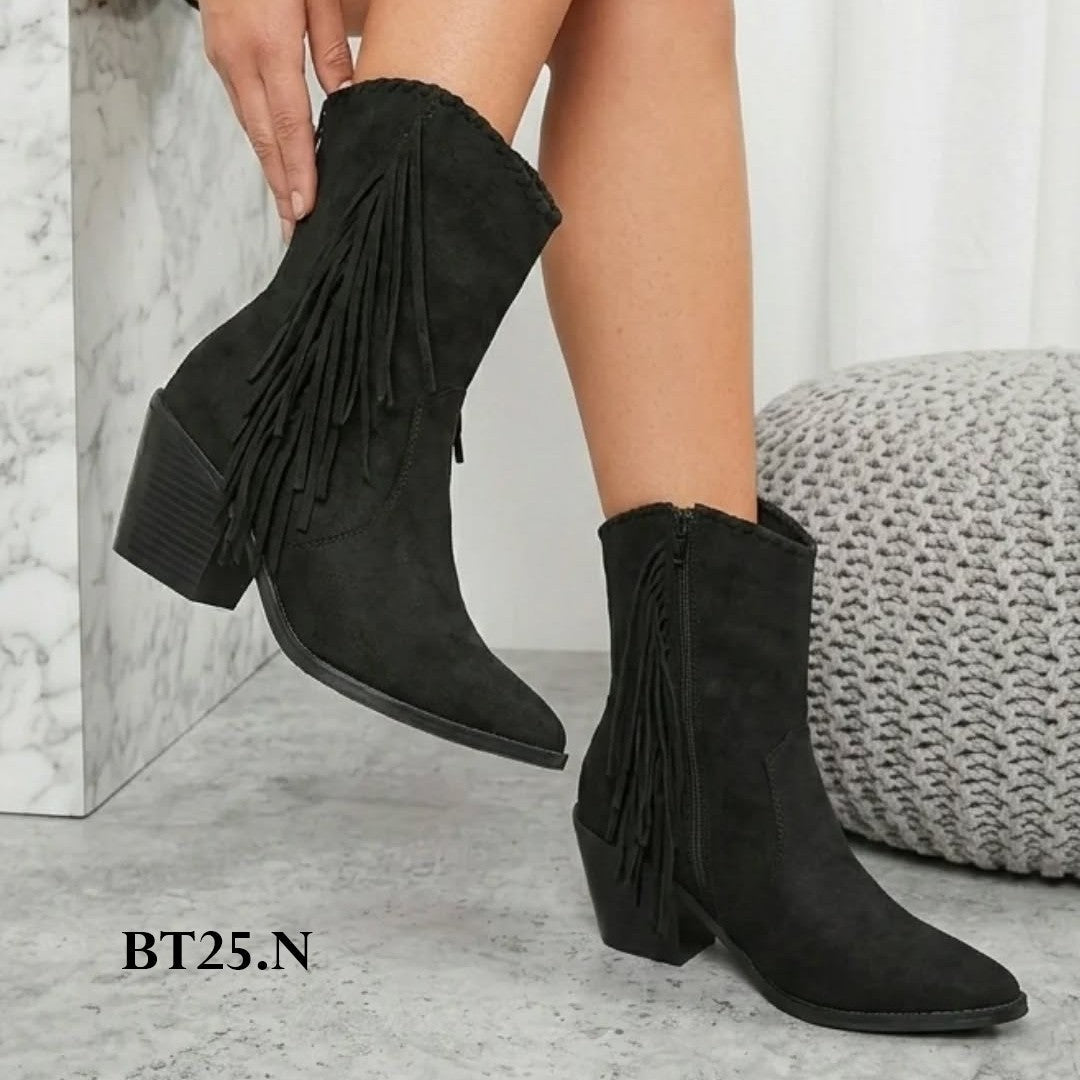 Botin De Mujer Negro caña alta (BT25.N) - Gabybru Calzados