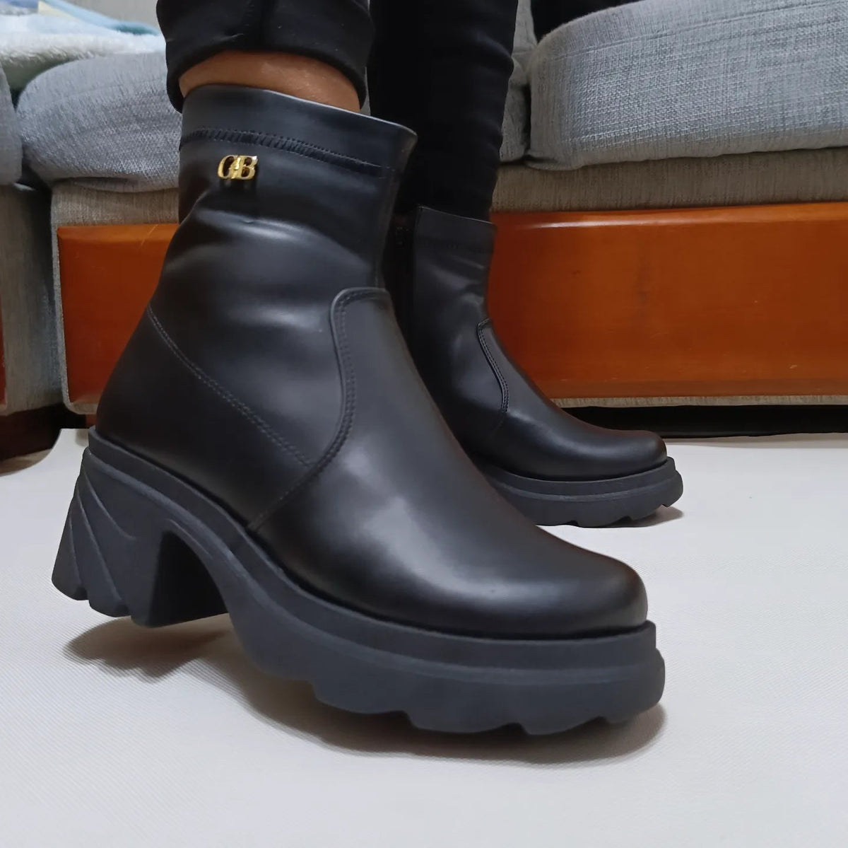 Botin de Mujer negro caña alta(BA34.N) - Gabybru Calzados