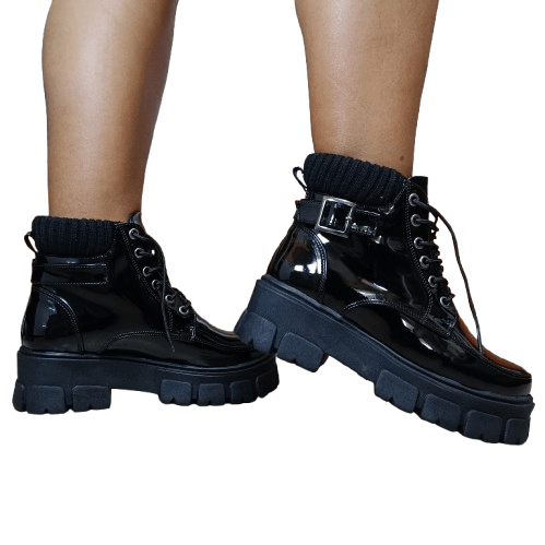 Botin de Mujer Negro Charol (BA54.H) - Gabybru Calzados
