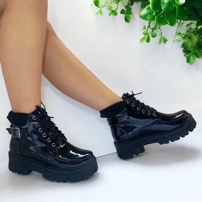 Botin de Mujer Negro Charol (BA54.H) - Gabybru Calzados
