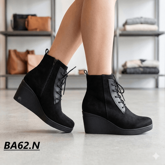 Botin de mujer negro Cuña (BA62.N) - Gabybru Calzados