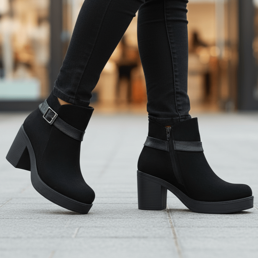 Botin De Mujer negro gamuza (BA111.N) - Gabybru Calzados