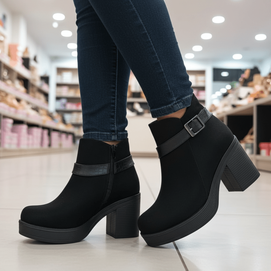 Botin De Mujer negro gamuza (BA111.N) - Gabybru Calzados