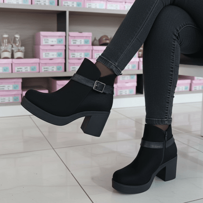 Botin De Mujer negro gamuza (BA111.N) - Gabybru Calzados