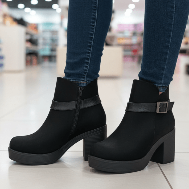 Botin De Mujer negro gamuza (BA111.N) - Gabybru Calzados