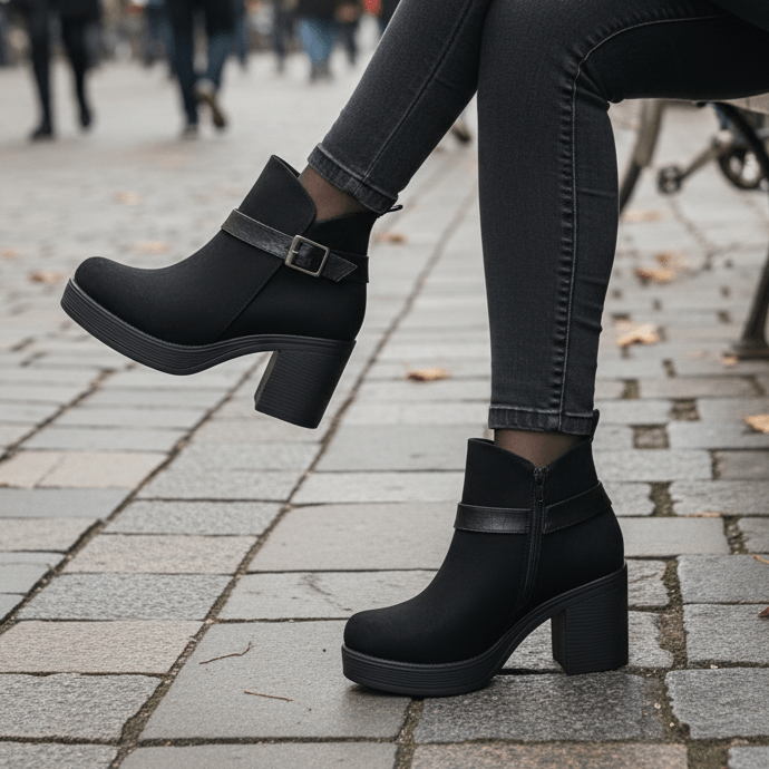 Botin De Mujer negro gamuza (BA111.N) - Gabybru Calzados