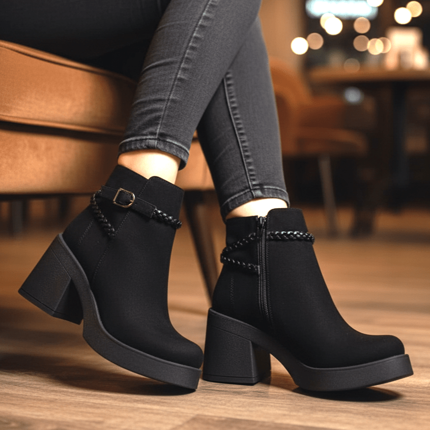 Botin de mujer negro gamuza (BA124.N) - Gabybru Calzados