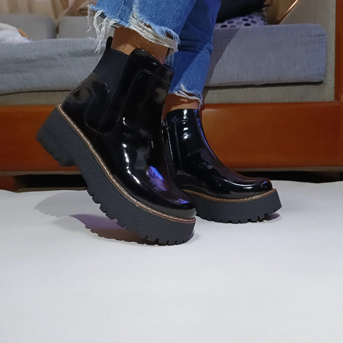 Botin de mujer Negro mujer Charol (BA40.H) - Gabybru Calzados
