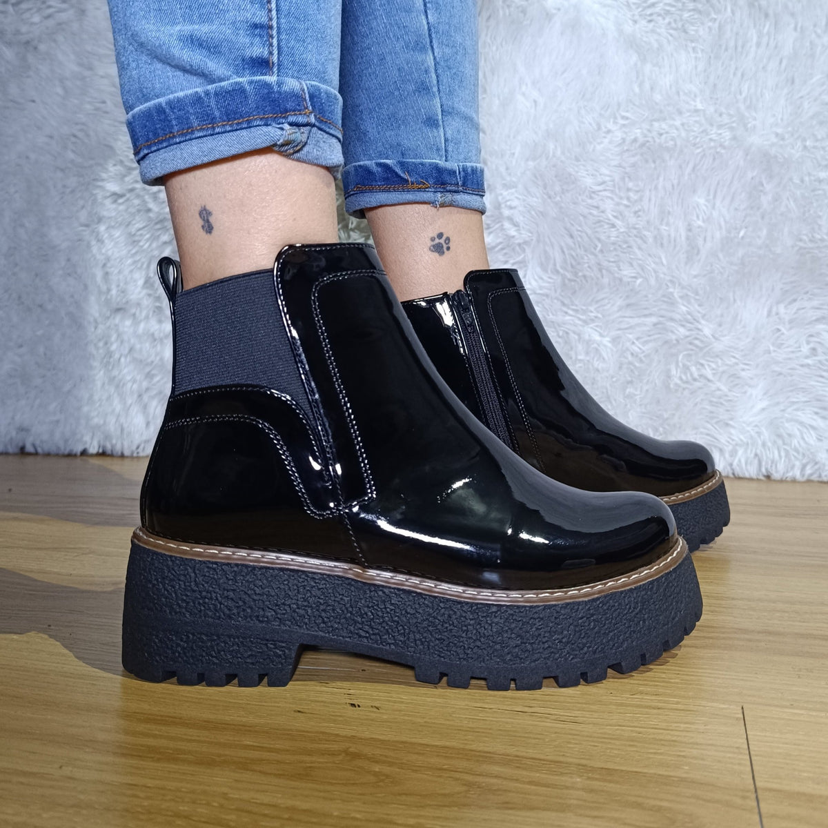 Botin de mujer Negro mujer Charol (BA40.H) - Gabybru Calzados