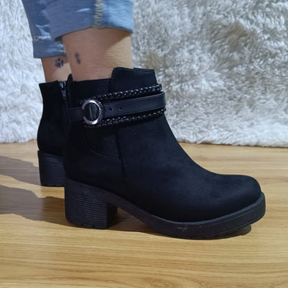 Botin de mujer negro Plataforma Gamuza (BA42.N) - Gabybru Calzados