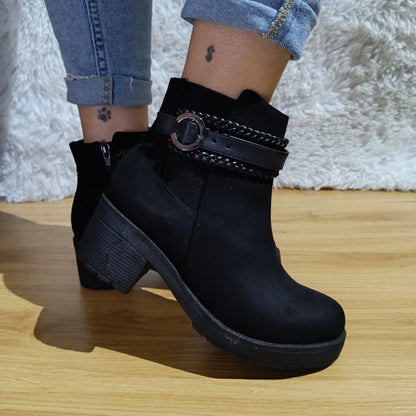 Botin de mujer negro Plataforma Gamuza (BA42.N) - Gabybru Calzados