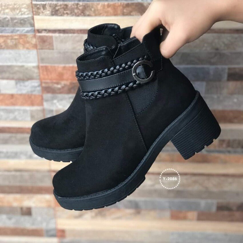 Botin de mujer negro Plataforma Gamuza (BA42.N) - Gabybru Calzados