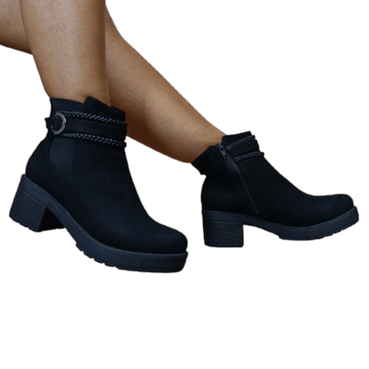 Botin de mujer negro Plataforma Gamuza (BA42.N) - Gabybru Calzados