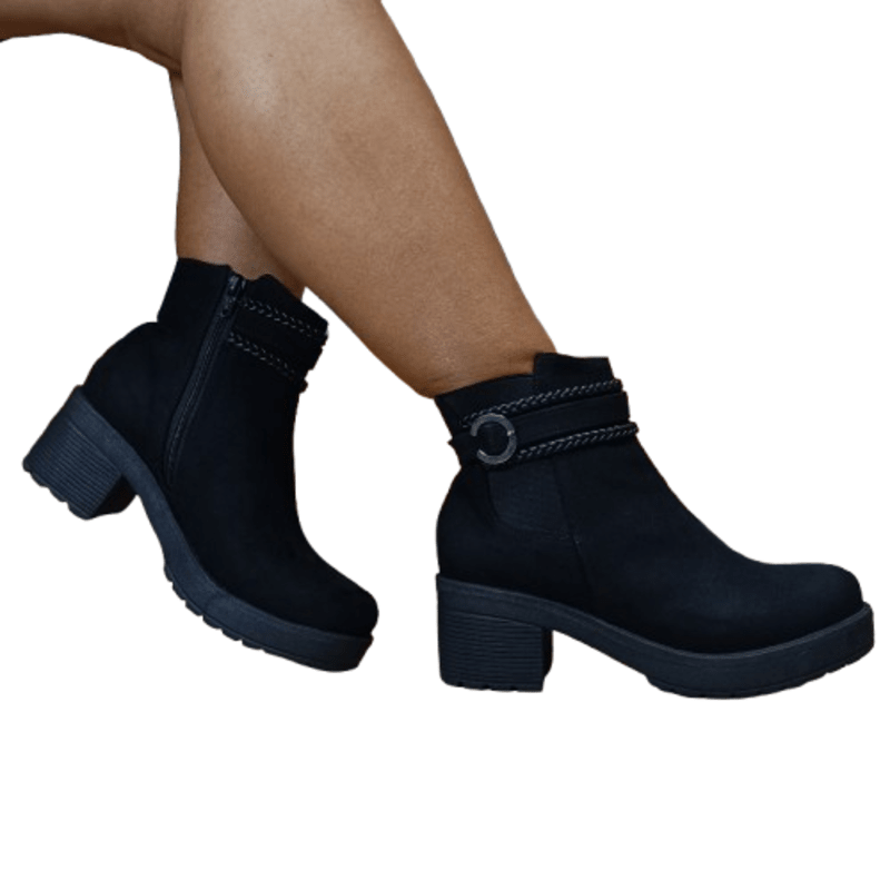Botin de mujer negro Plataforma Gamuza (BA42.N) - Gabybru Calzados