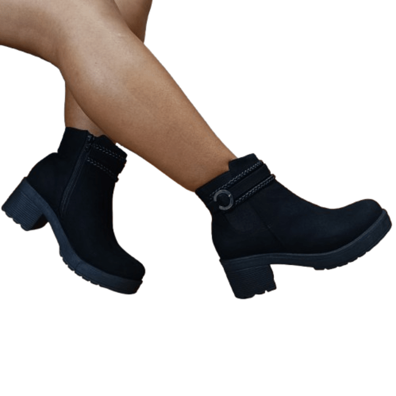 Botin de mujer negro Plataforma Gamuza (BA42.N) - Gabybru Calzados