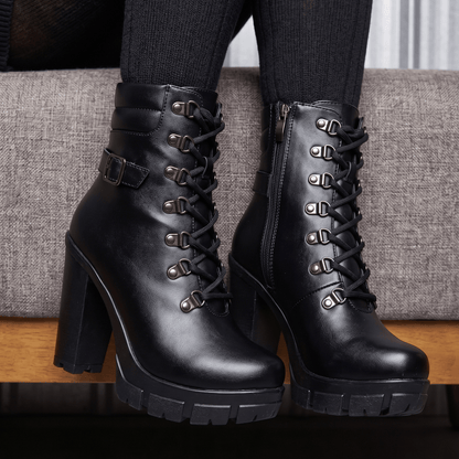 Botin de Mujer Negro Taco Alto (TC2.N) - Gabybru Calzados