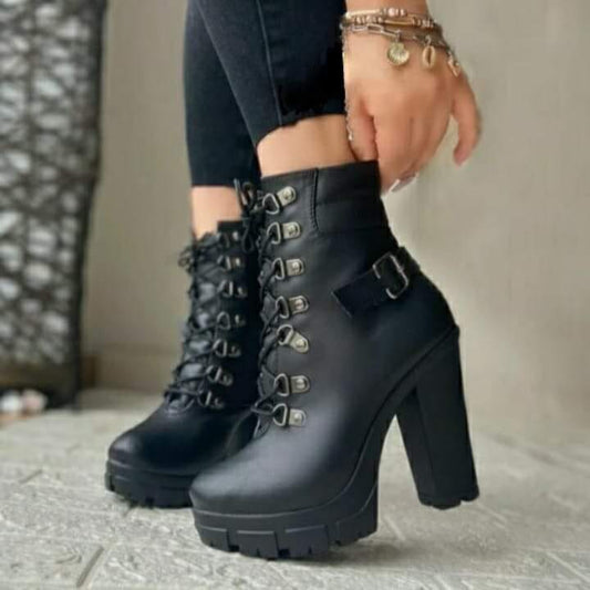 Botin de Mujer Negro Taco Alto (TC2.N) - Gabybru Calzados
