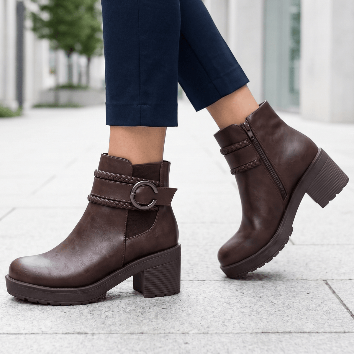 Botin De Mujer taco medio Cafe (BA42.EF) - Gabybru Calzados