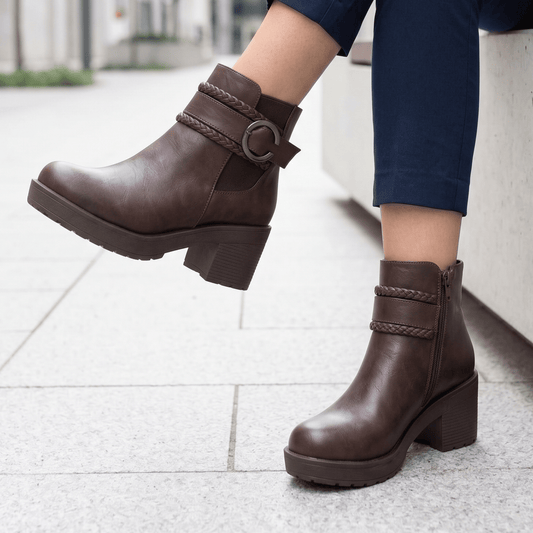 Botin De Mujer taco medio Cafe (BA42.EF) - Gabybru Calzados