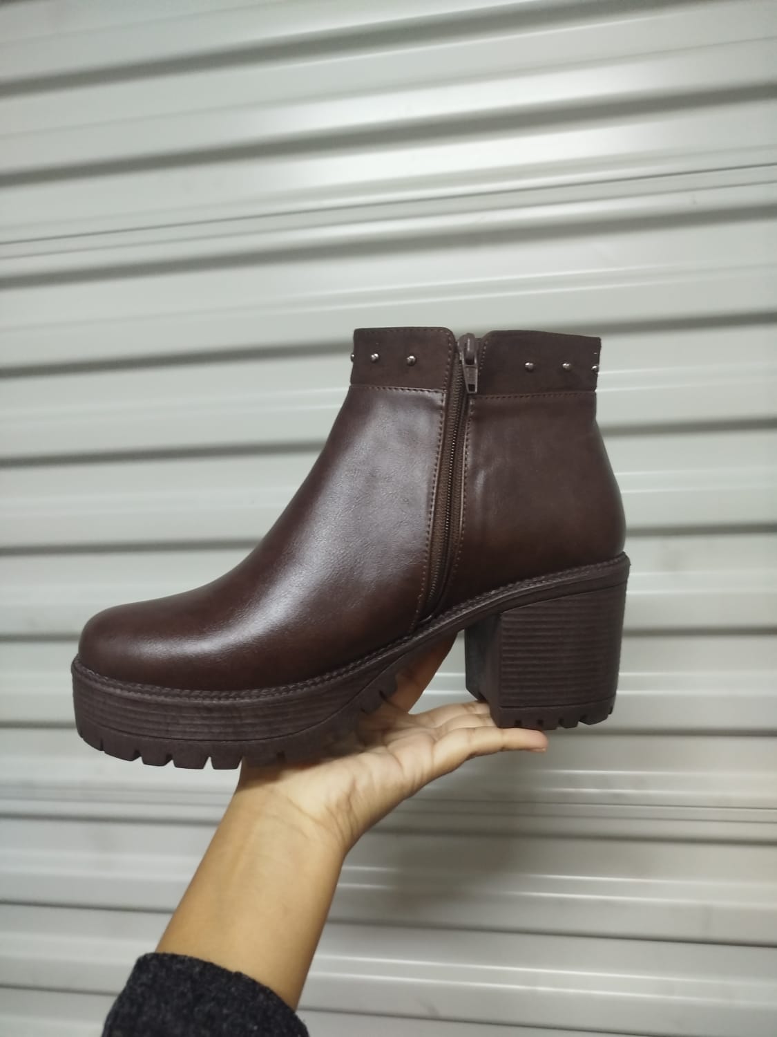 Botin Mujer Cafe Chocolate Eco cuero Plataforma (BA444.EF) - Gabybru Calzados