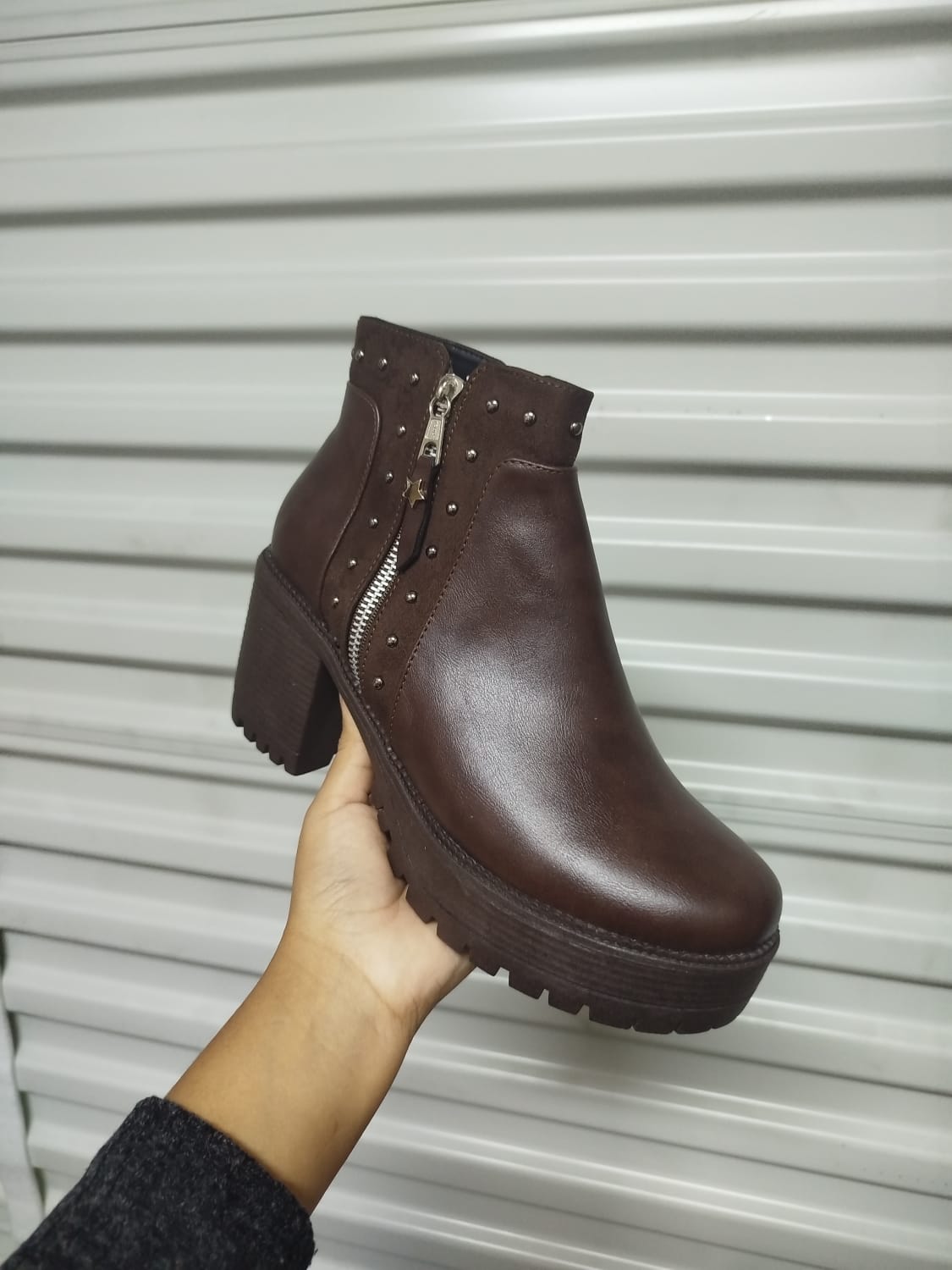 Botin Mujer Cafe Chocolate Eco cuero Plataforma (BA444.EF) - Gabybru Calzados