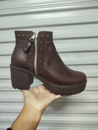 Botin Mujer Cafe Chocolate Eco cuero Plataforma (BA444.EF) - Gabybru Calzados